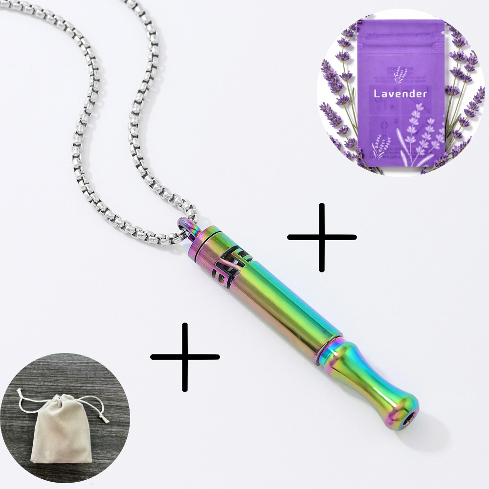 Trendy Geometric Pattern Meditation Necklace with Aromatherapy Pendant
